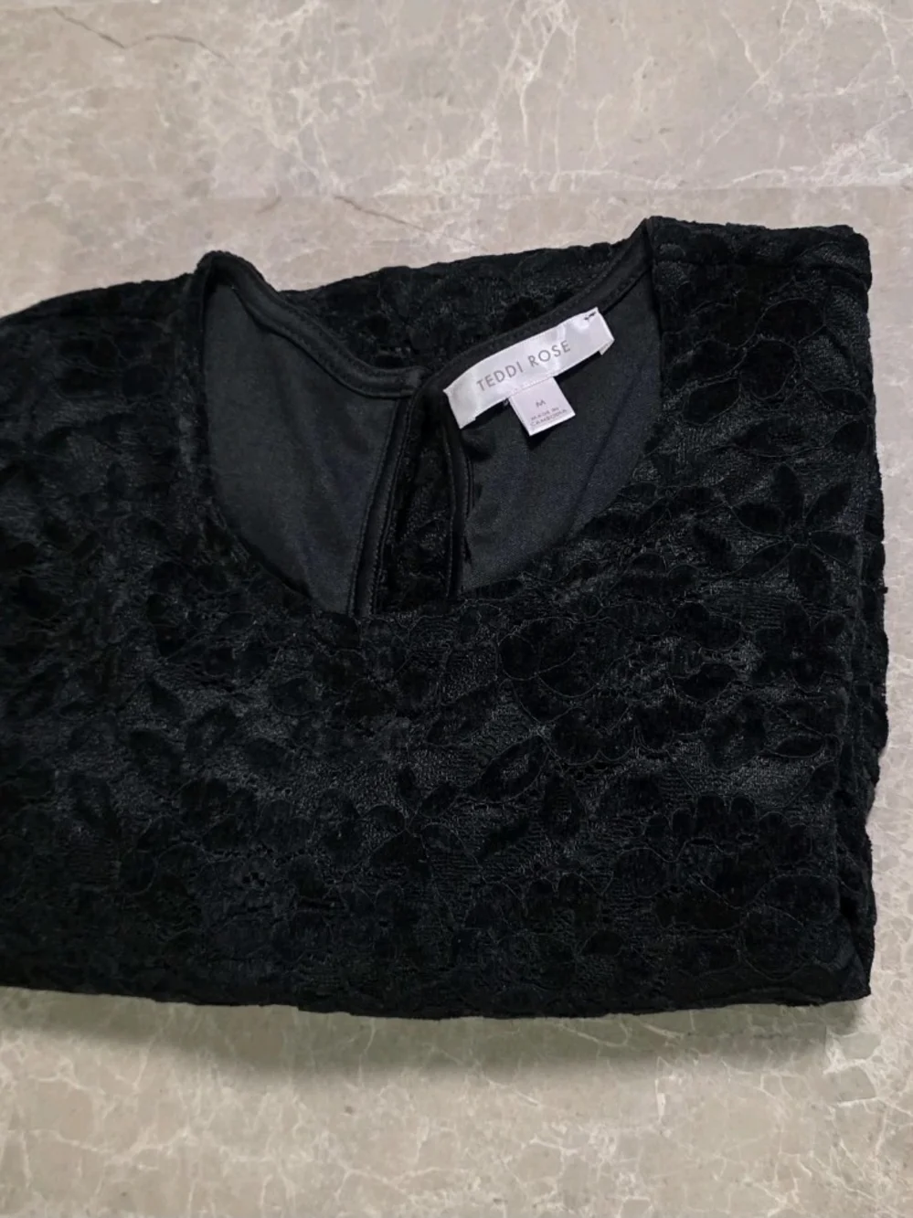 Black Floral Lace Short Sleeve Blouse